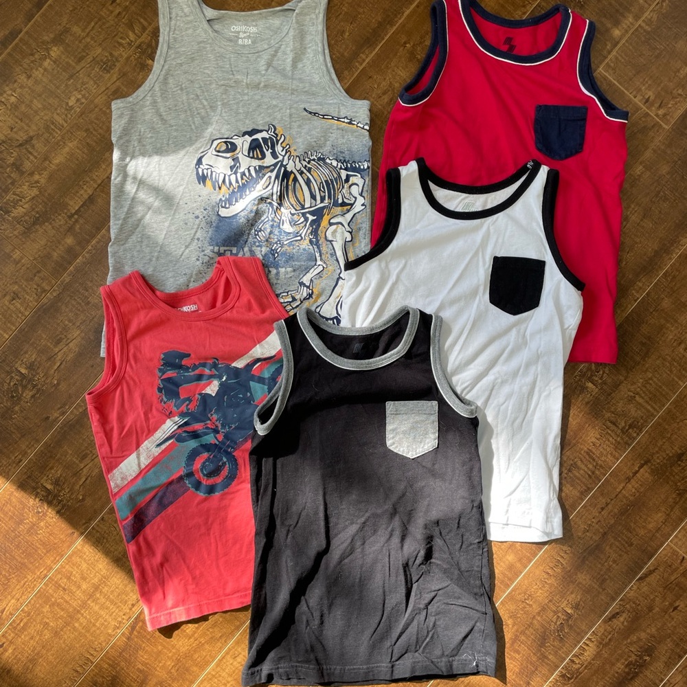 Kids' Assorted Tank Tops - Gray, Red, Black 8/med